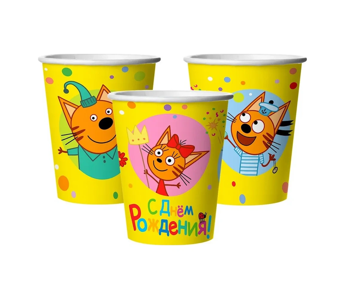 Davajdarit' Üç Kedi Çocuk Partisi İçin Tek Kullanımlık Yemek Seti 150736231 100 adet