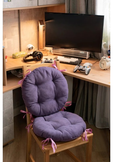 Slavıca Sandalye Yastığı Yuvarlak 40x40 Cm 2'li Set 362561805 Violet