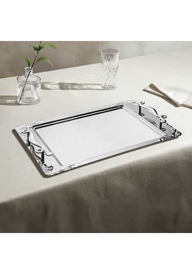 Nehir Lalezar Sade Çelik Çay Tepsi