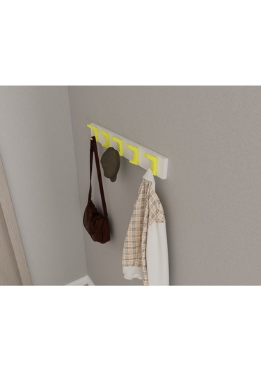 Hepsi3boyutlu Modern Duvar & Kapı Kanca Askılık - 5 Adet Sarı Kanca Askılık - Model No : 2 Sarı