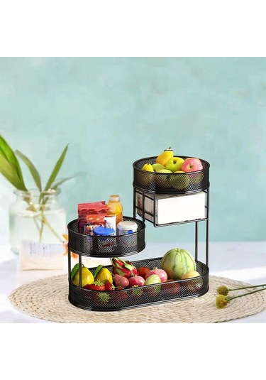 Homyl Meyve Sepet Tepsisi Ekmek Sepeti Sebze Rafı Sebzesi Soğan Siyah