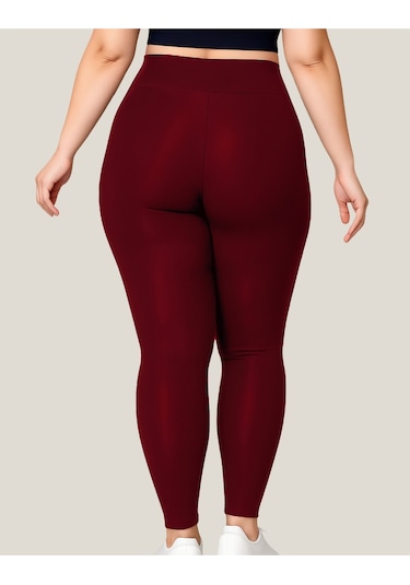 Alya Underwear Büyük Beden Tayt Dalgıç Kumaş Yüksek Bel Bordo