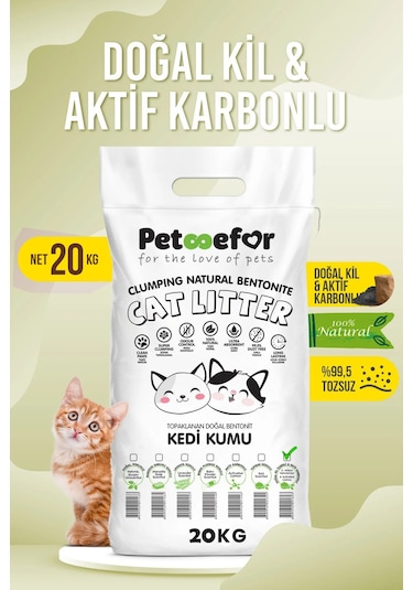 20 Kg Aktif Karbonlu Yeni Nesil Organik Kedi Kumu