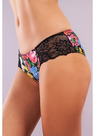 Golshan Garden Boy Short, Kadın Dantelli Çiçek Baskılı Şort Külot Çok Renkli