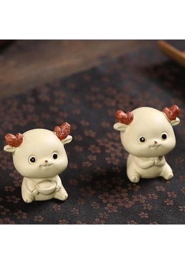 Lijinxu Mini Geyik Heykeli Çay Severler Hediye El 4.8x3.7x5.3cm