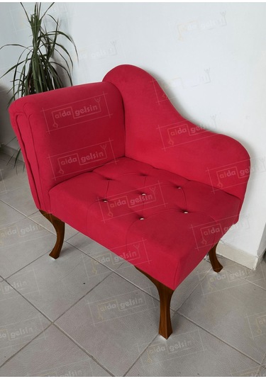 Yeni Model Tekli Köşe Koltuğu Josefin Bench Ceviz Ayak Kırmızı