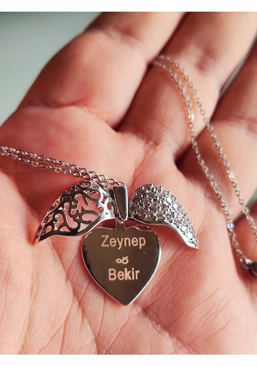 Kaliteli Çelik Kalpli Kolye Kişiye Özel İsim Saklı Kalp