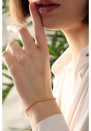 Miletkuyumculuk 14 Ayar Altın Halat Zincir Bileklik Sarı Altın