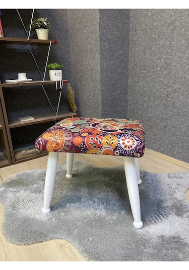 Trend Lake Retro Ahşap Ayak Uzatma Pufu Makyaj Koltuğu Bench Tabure