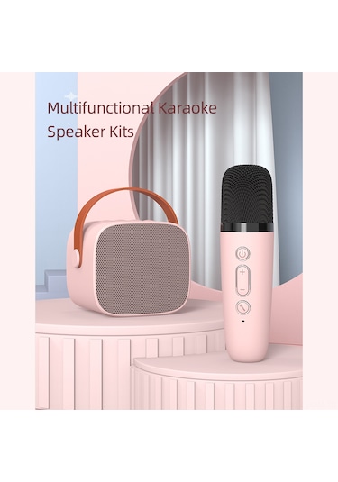 Suofeng P2 Modeli Bluetooth Hoparlör, Çift Mikrofonlu, Pembe Rengi, Karaoke İçin, 6w Güç, 2000mah Batarya, Echo Efekti