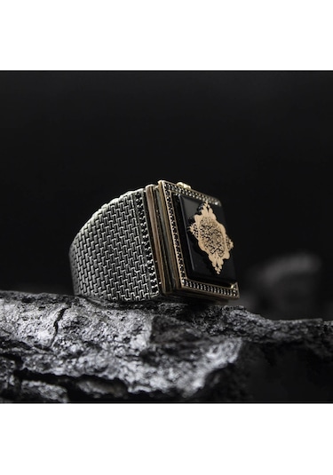 Islam Usta Tasarımı Hacer'ül Esved Gümüş Erkek Yüzük