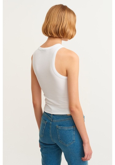 3'lü Paket Fitilli Halter Yaka Örme Atlet beyaz