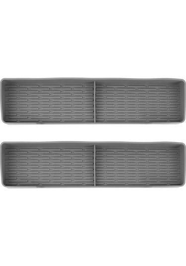 2 Adet Manyetik Silikon Ocak Rafı Sızdırmaz Kaymaz Fırın Baharat Rafı Düzenleyici Mutfak Aksesuarları Gri Diğer