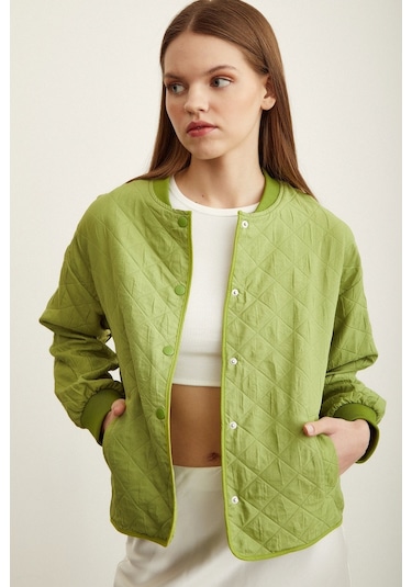 Never More Bomber Kapitone Ceket Fıstık Yeşili