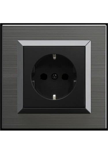 Quantum Manyetik Gri Siyah Topraklı Priz Mekanizma Çerçeve