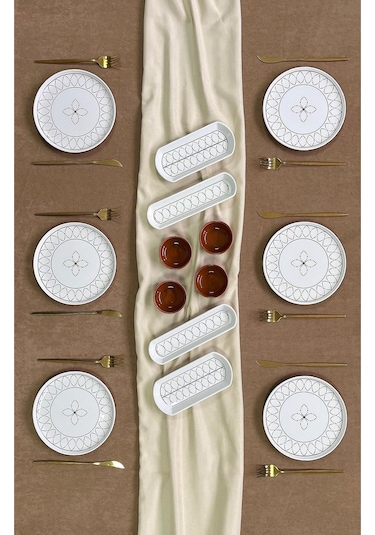 Gold Elips Model 6 Kişilik 14 Parça Kahvaltı Takımı Kahverengi