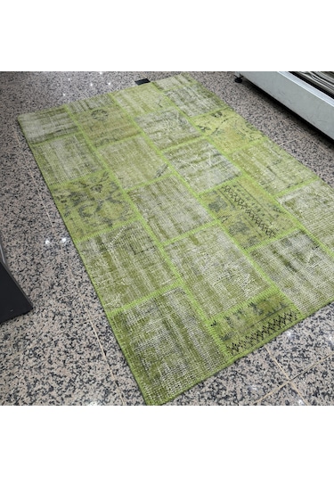 Hoom Rugs Antik Patchwork Yeşil El Dokuma Kilim Yeşil