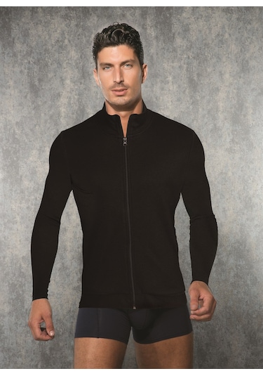 DOREANSE Erkek Termal Viloft Dik Yaka Fermuarlı Sweatshirt 2895