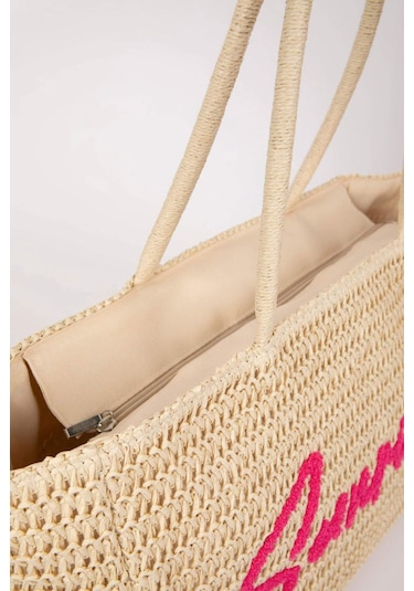 DeFacto Kadın Hasır Omuz Çantası B9076AXNSBG217 Bej