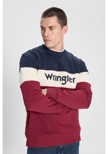 Wrangler Regular Fit Normal Kesim Bordo Erkek Sweatshirt Bordo