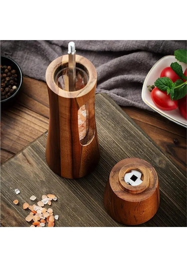 Jialan Ahşap Manuel Tuz Ve Karabiber Öğütücü Taban Seti Ahşap