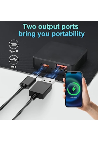 Motion003 Taşınabilir Güneş Paneli Şarj Cihazı 36.8x23.5 Cm Siyah 2si 1 Arada Katlanabilir Usb Type C Portlu Su Geçirmez Kamp Seyahat Acil Durum Şarj