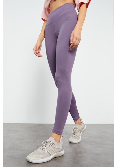 Tommy Life Eflatun Yüksek Bel Toparlayıcı Slim Fit Dar Paça Kadın Tayt - 94011 Eflatun