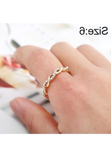 Fastbuy Elegant Kadın Yüzük - Twist Tasarım - Manyetik Rhinestone - Altın - Renkli - Us 6 Çok Renkli
