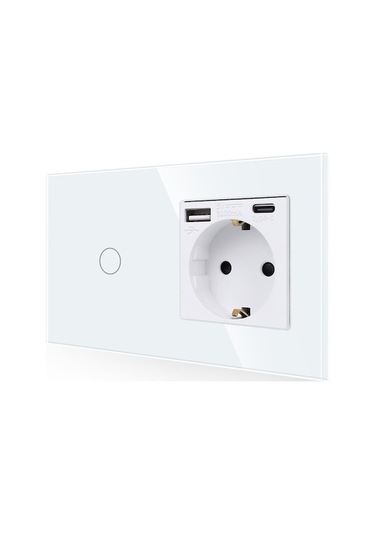 Novahub Gri Ab Wifi Akıllı Anahtar Usb Priz Fişli Duvar Güç Kristal Cam Panel 16a Tip-c Arayüz Soketi 157mm Fiş Topraklama Socket No Wıfı-wifi 3gang