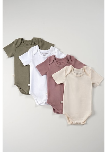 Tinylamb Softly Colors Kısa Kol Bebek Bodysuit Takımı - 4 Parça Çok Renkli