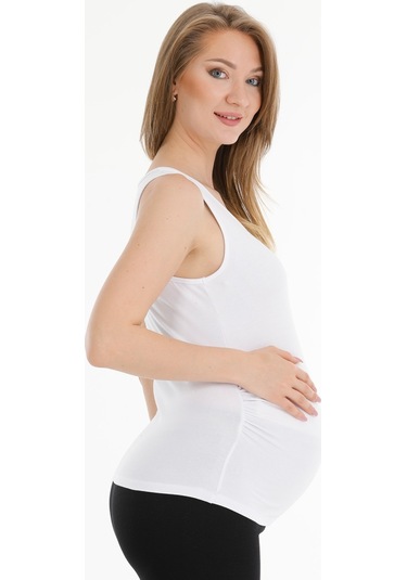 Hamile Modal Atlet Kalın Askılı Beyaz