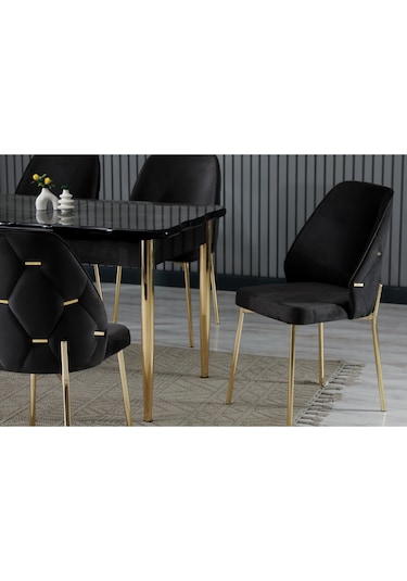 Fier 6 Kişilik Yemek Masası Takımı Siyah