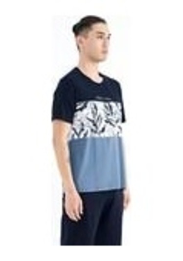 Tommy Lıfe Saks Renk Geçişli Baskı Detaylı O Yaka Standart Kalıp Erkek T-shirt - 88177 T11er-88177 001