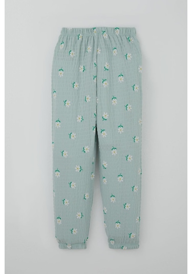 Breeze Kız Çocuk Pijama Takımı Papatya Desenli 4-8 Yaş, Su Yeşili Su Yeşili