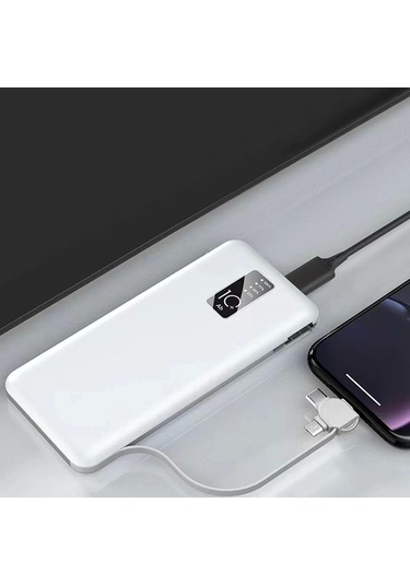 Lopard Pw-05 Hızlı Şarj Powerbank Led Göstergeli Micro Lightning Type-c Dahili Kablolu Taşınabilir 0 BEYAZ