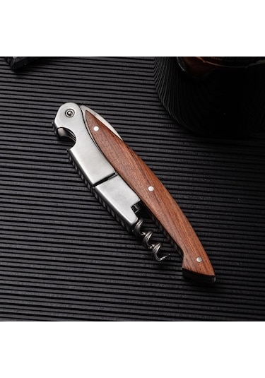 B Kırmızı Şarap Açacağı Emek Tasarrufu Sağlayan Şarap Mantarı Sökücü Paslanmaz Çelik Tirbuşon Mutfak Bar İçin Ahşap Saplı Diğer