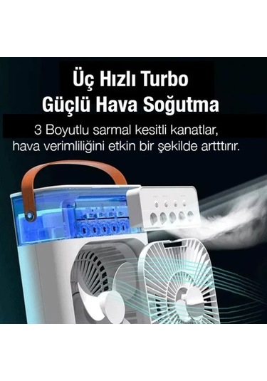 Su Hazneli Şarjlı Masa Vantilatörü - 9071982651123 Çok Renkli