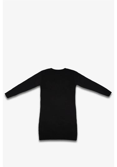 Kadın Siyah Luisvuitton Uzun Kollu Triko Elbise Siyah