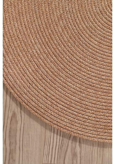 Klappe Jüt Hasır Oval Halı Bej