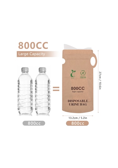 Geeksen 8 Adet Tek Kullandırımlık İdrar Torbası - Evrensel Kullanım - Araç, Kamp, Acil Durumlar - 27x13.2cm - Kağıt Malzeme Çok Renkli