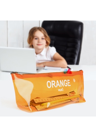 Vukı Seffaf Kalem Cantası Ucgen Turuncu Vk-0115-08