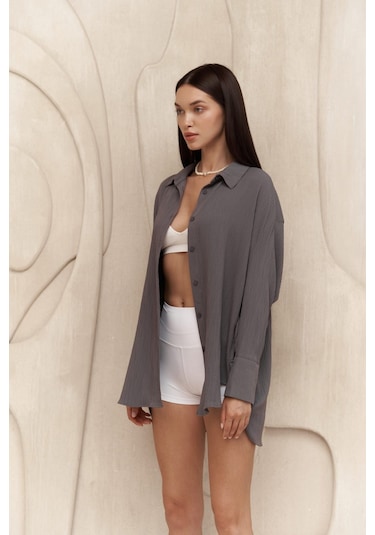 Durres Füme Oversize Gömlek Füme