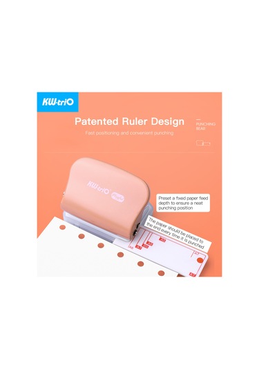 Aubyhe Kw-trio 3 Delikli El Matkapı, 6mm Çap, Metal+abs, 5 Kağıt Kapasitesi, Patenti Var Ölçü Çubuğu, Mavi, Çizelge/defter İçin Mavi