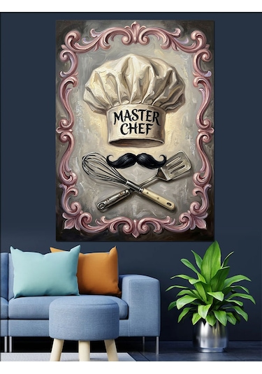 Master Chef Mutfak Kuralları Tabelası Dekoratif Kanvas - Mdf Ahşap Tablo