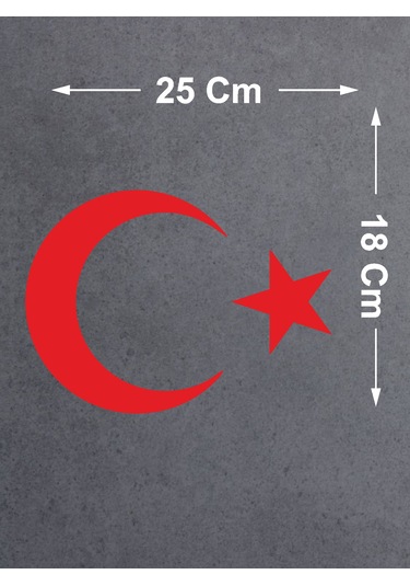 Türk Bayrağı Ay Yıldız Sticker - Araba Oto Motosiklet Karavan Sticker - 00323 25x18 Cm
