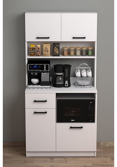 Moonlife Mocha Çok Amaçlı Kahve Köşesi Dolabı Beyaz