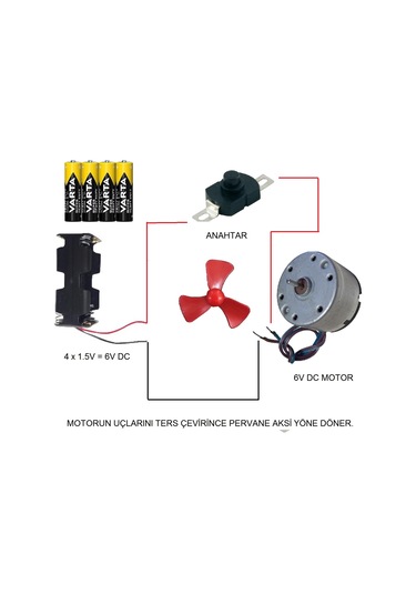 Kutulu Dc 6v Güçlü Hobi Oyuncak Motoru Pervane Anahtar Pil Öğrenci Elektrik Motor Deney Seti