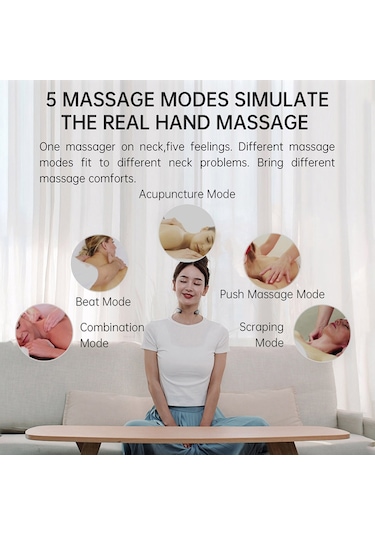 Maiyame Lg A5 Boyun Massaj Cihazı: Katlanabilir Mini Tasarım, Düşük Frekanslı Darbe, 42 C Sabit Isı, 5 Mod, 15 Seviye Güç, 15 Dakika Zamanlayıcı Gömülü Pil Beyaz Çok Renkli