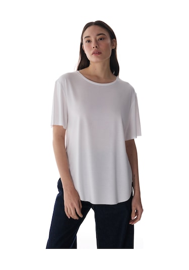 Penti Beyaz Bisiklet Yaka Oversize Modal T-Shirt