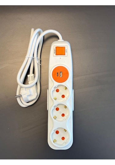 Akım Korumalı 3'lü Grup Priz 1,5 Metre Kablolu U+c-type